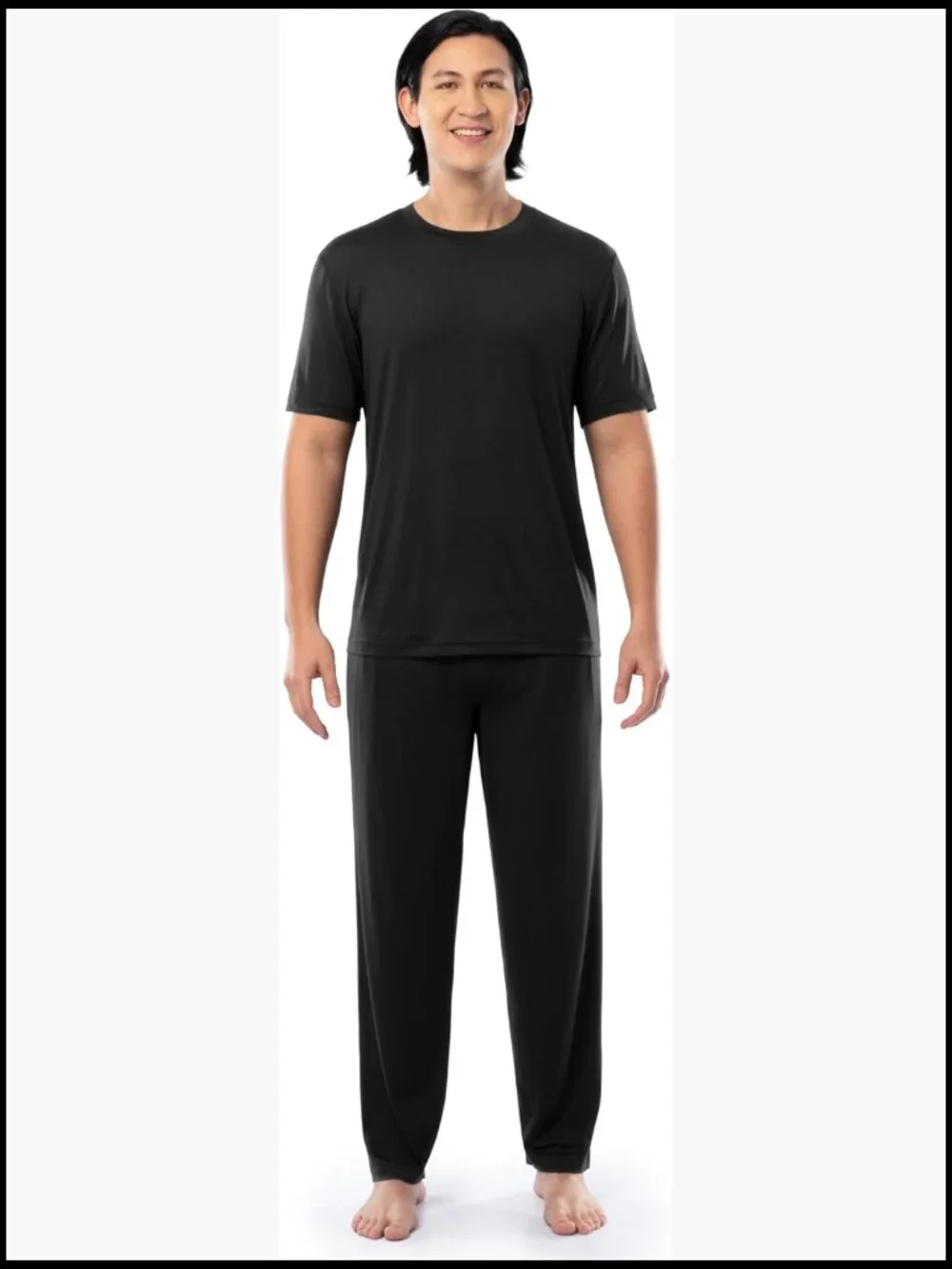 Stretch Mesh Jersey Top and Pant Sleep Pajama Set, Polyester Blend